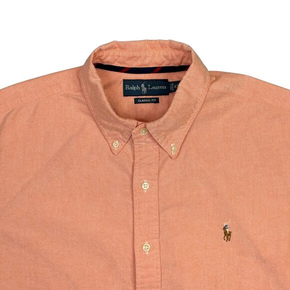 Ralph Lauren Shirt Mens XL Pink Long Sleeve Oxford Flesh Pony Preppy Classic Fit - Picture 2 of 8